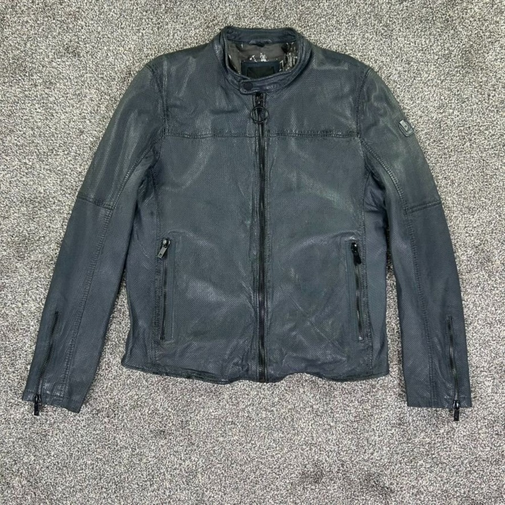 Mauritius Lamb Leather Jacket Womens XL Blackish Gray Zip Pockets Lined Interior